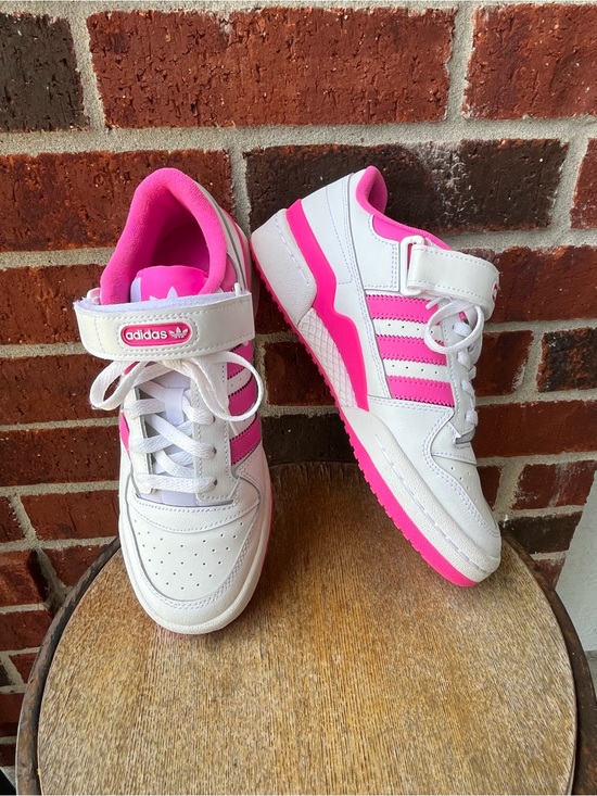 adidas Other - adidas Kids White & Hot Pink Low-Top Sneakers with Velcro Strap
